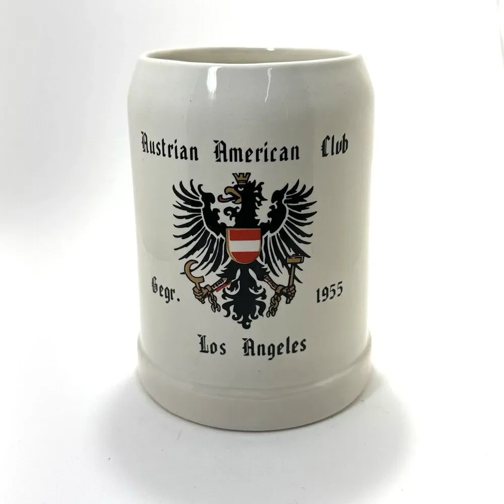 Austrian American Club 1955 Los Angeles Beer Stein | .5L Eagle Mug VTG